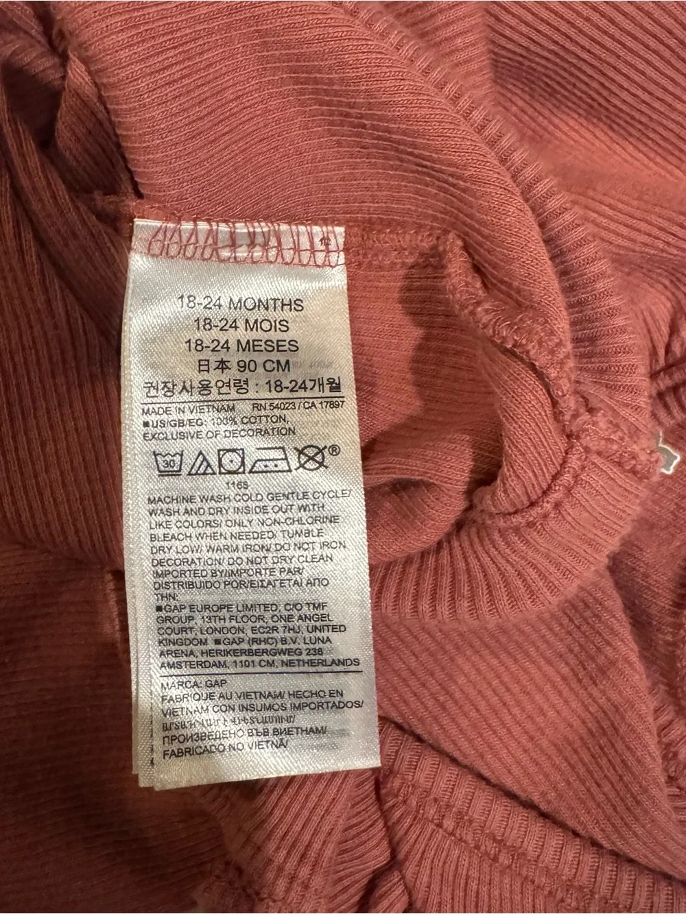 Baby Gap Baby Girls 18-24M Pink Ribbed Ruffle Teddy Bear Bodysuit